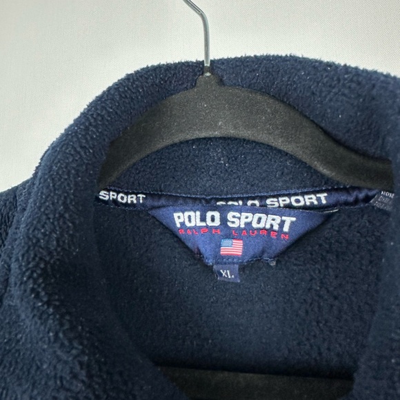 Vintage Polo Sport Ralph Lauren 1/4 Zip Fleece Big Logo USA Flag Size XL Navy - Picture 6 of 10